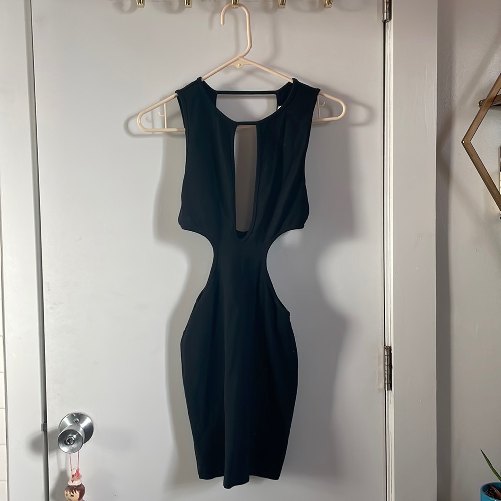Black mini cut out dress